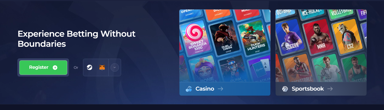 Rainbet Casino Interface